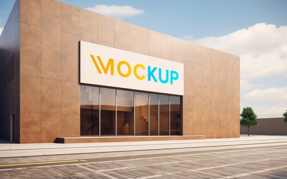 Download Realistic Logo Mockup Building Sign - Building sign Collection