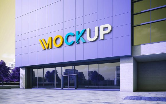 Download Realistic Logo Mockup Building Sign Psd - Building sign Collection