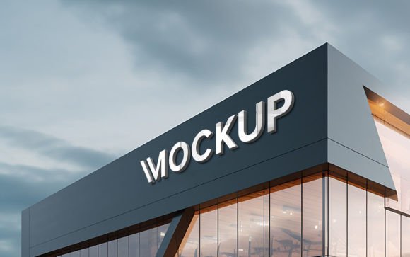 Download 3d Building Sign Mockup Psd - Building sign Collection